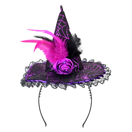 Cerchietto Halloween Strega Nero Rosa
