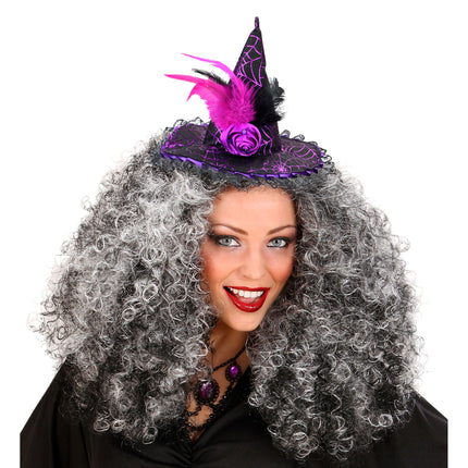 Cerchietto Halloween Strega Nero Rosa