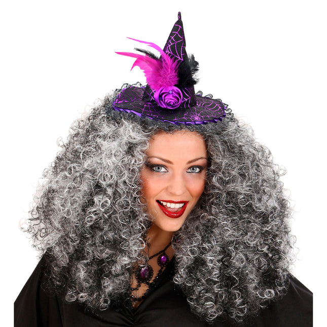 Cerchietto Halloween Strega Nero Rosa