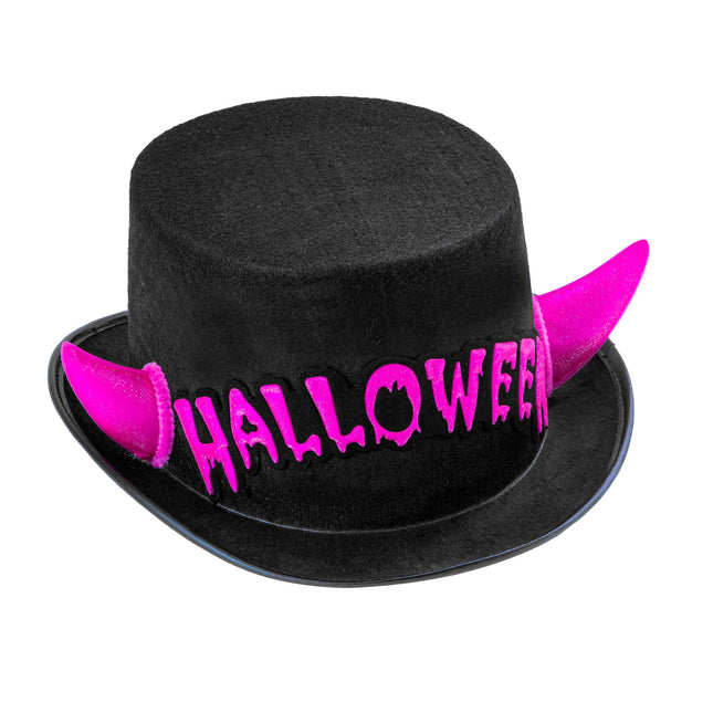 Cappello alto Halloween Diavolo Nero Rosa