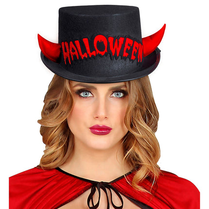 Cappello alto Halloween Nero Rosso Diavolo