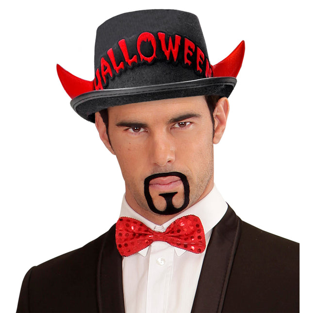 Cappello alto Halloween Nero Rosso Diavolo