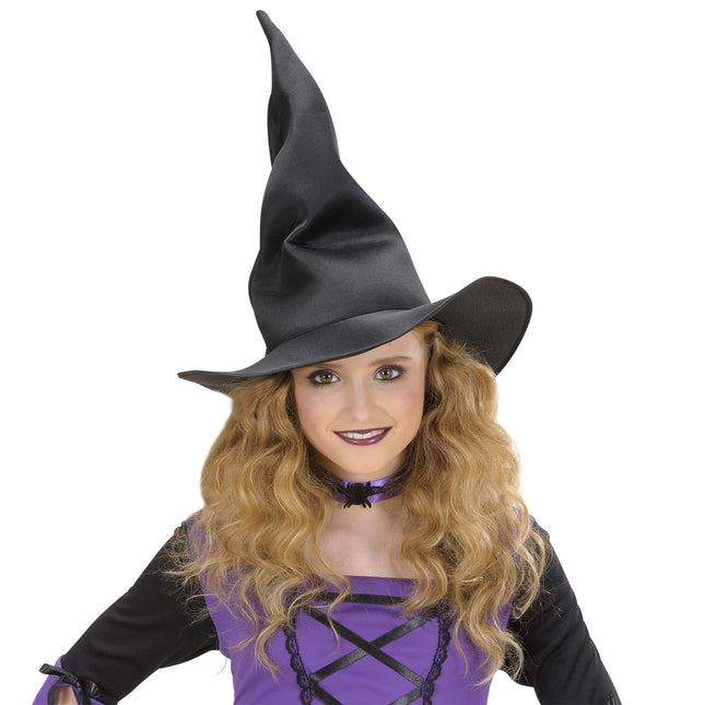 Cappello da strega di Halloween nero bambino stropicciato