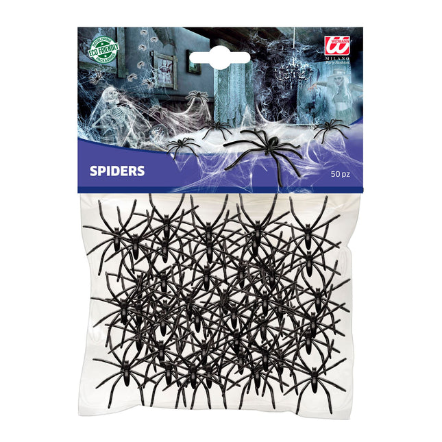 Ragno finto di Halloween nero 50 pezzi