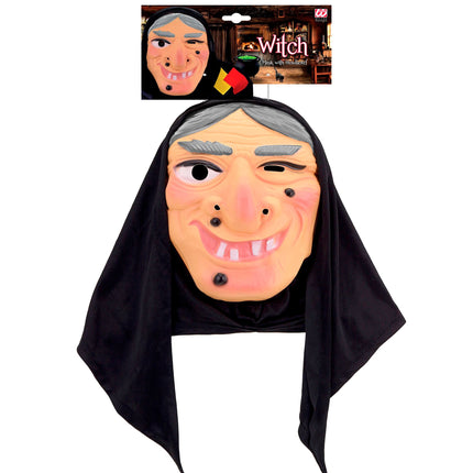 Maschera di Halloween da strega con foulard