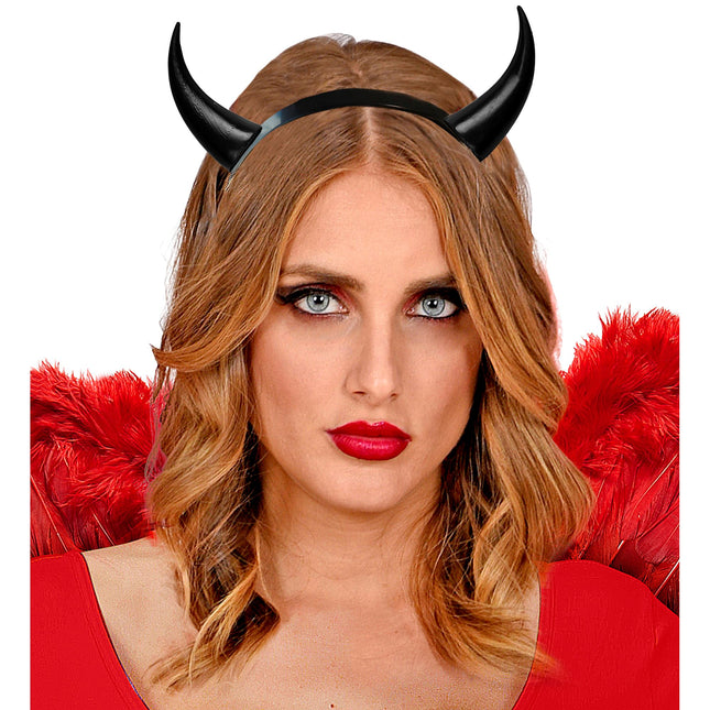 Cerchietto per capelli Halloween Diavolo Nero in plastica