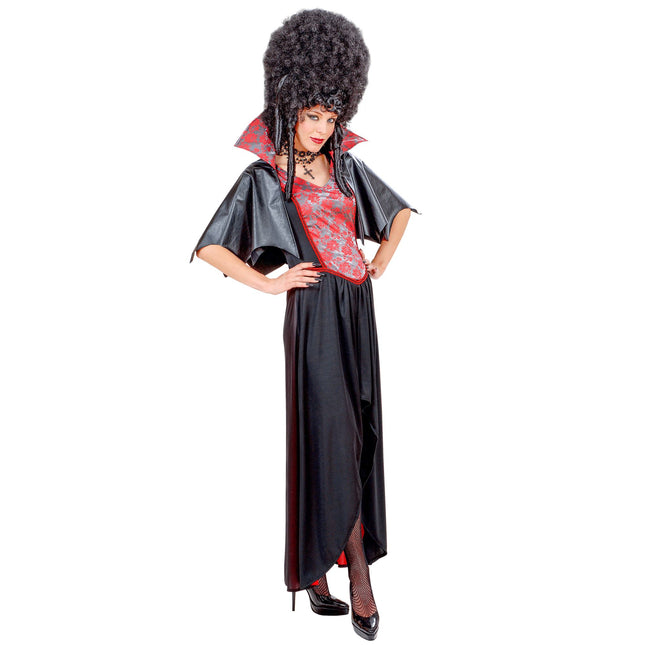 Abito Halloween Nero Rosso Donna Vampiro 2 pezzi