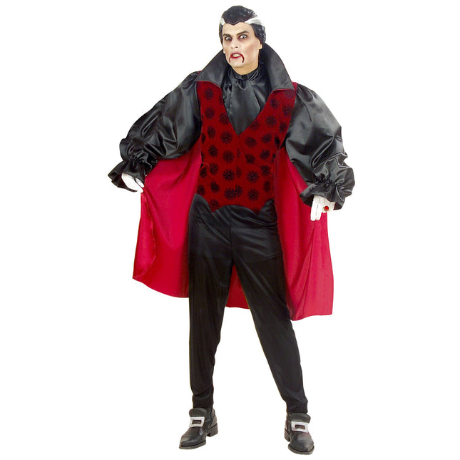 Costume di Halloween Vampiro rosso nero da uomo 4 pezzi