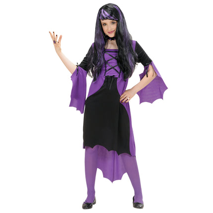 Vestito di Halloween Nero Viola Ragazza Strega
