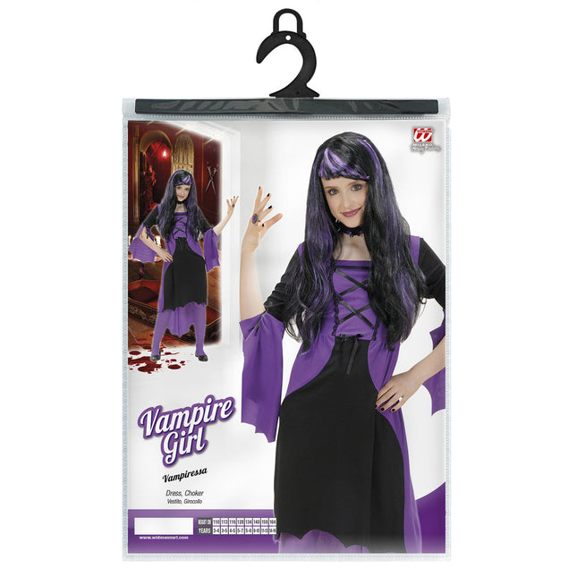 Vestito di Halloween Nero Viola Ragazza Strega