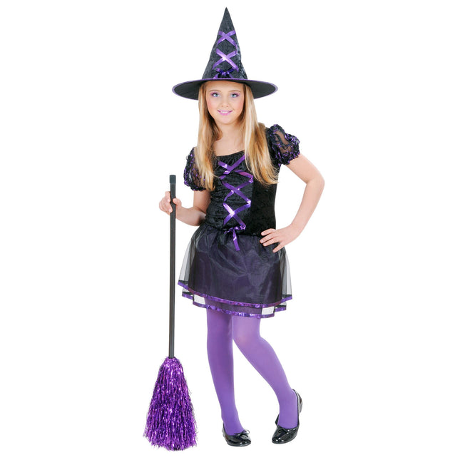 Vestito di Halloween Nero Viola Ragazza Strega 2 pezzi