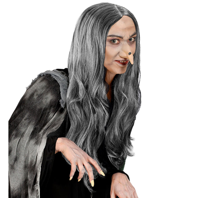 Parrucca Halloween Strega Grigia