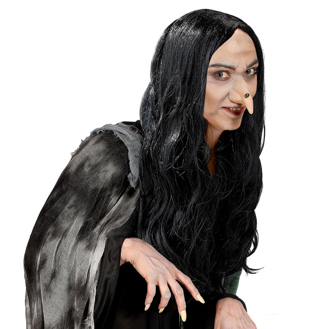 Parrucca di Halloween da strega nera