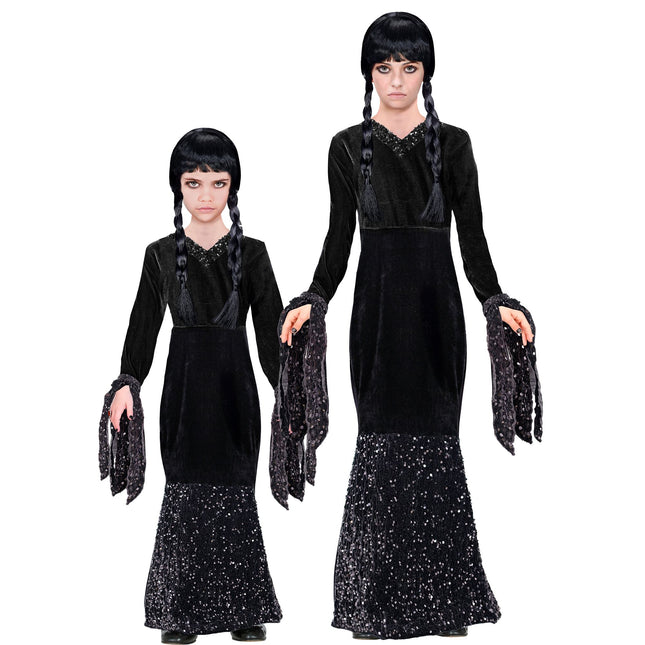 Vestito di Halloween Nero Ragazza Lungo