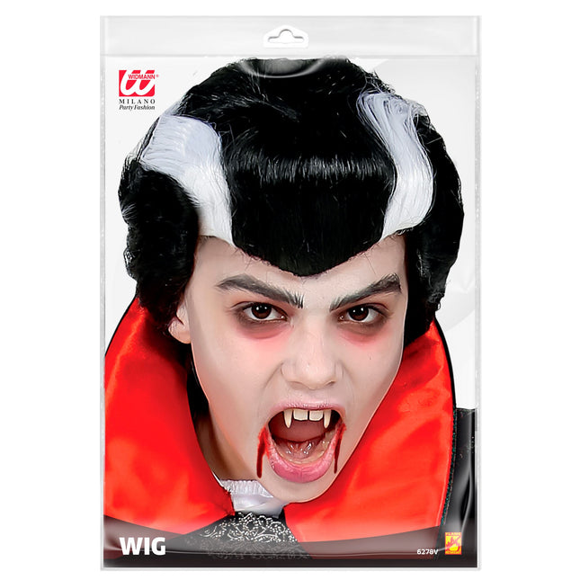 Parrucca di Halloween Vampiro bianco e nero