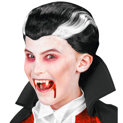 Parrucca di Halloween Vampiro bianco e nero