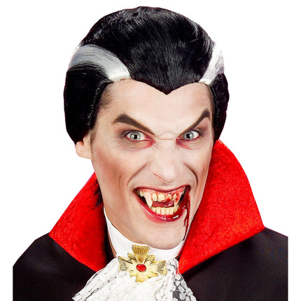 Parrucca di Halloween Bianca Nera da Uomo Vampiro
