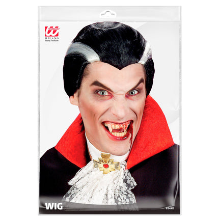 Parrucca di Halloween Bianca Nera da Uomo Vampiro