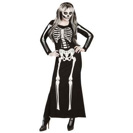 Costume Halloween Scheletro Bianco Nero Donna