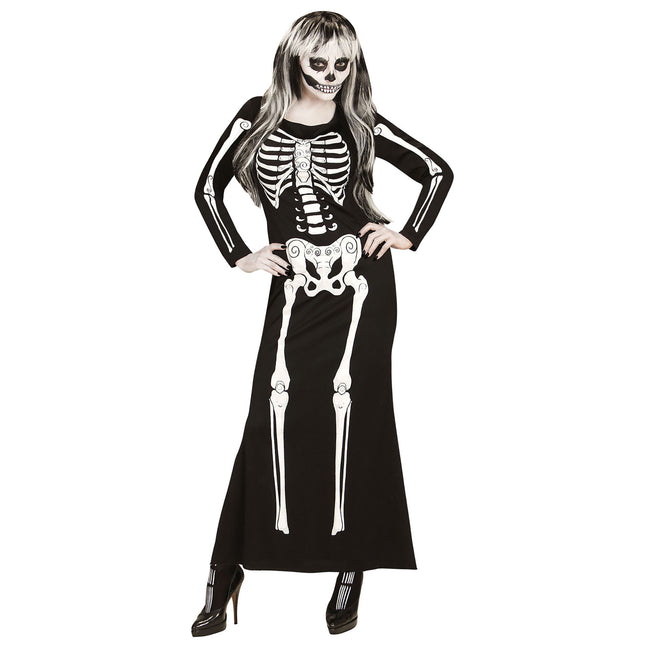 Costume Halloween Scheletro Bianco Nero Donna