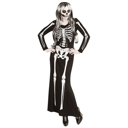 Costume Halloween Scheletro Bianco Nero Donna