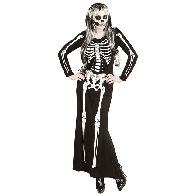 Costume Halloween Scheletro Bianco Nero Donna