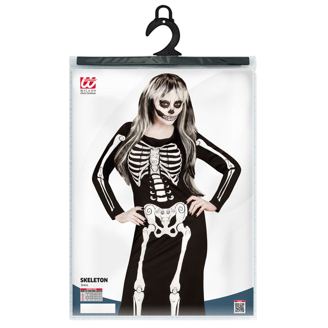 Costume Halloween Scheletro Bianco Nero Donna
