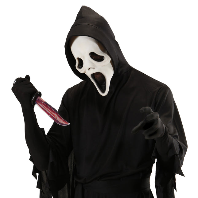 Coltello finto di Halloween con sangue