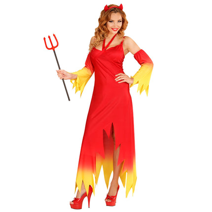 Vestito di Halloween Rosso Giallo Donna Diavolo
