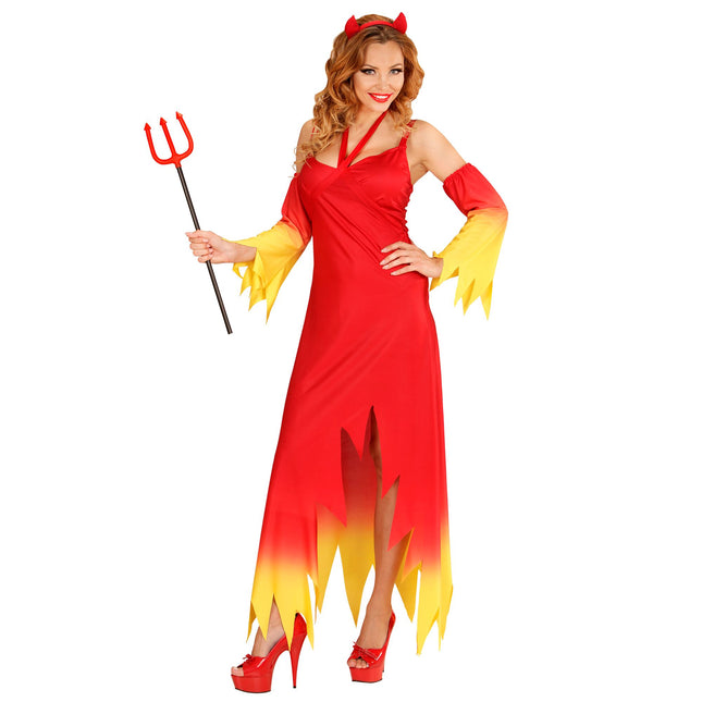 Vestito di Halloween Rosso Giallo Donna Diavolo