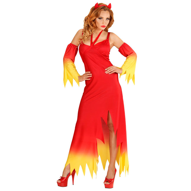 Vestito di Halloween Rosso Giallo Donna Diavolo