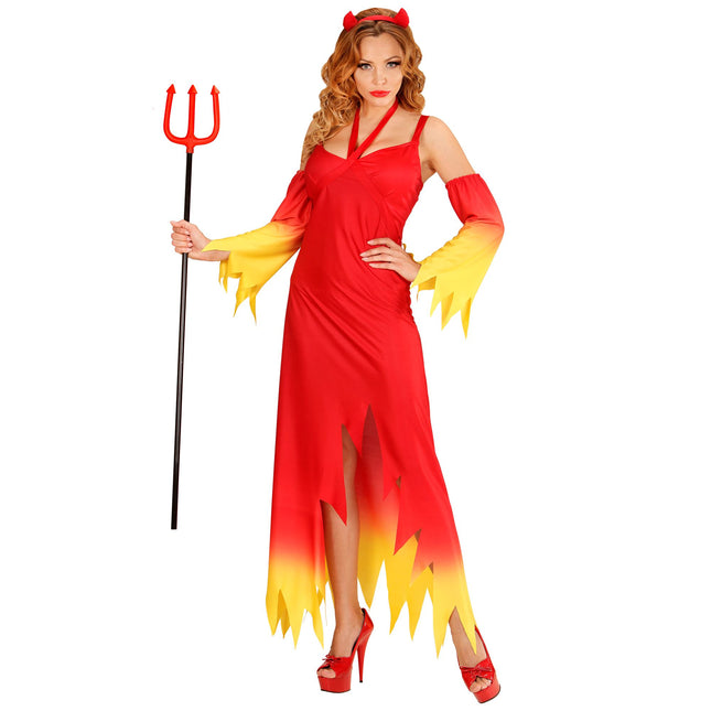Vestito di Halloween Rosso Giallo Donna Diavolo