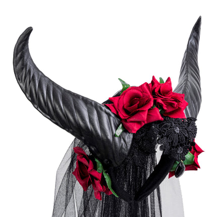 Cerchio per capelli di Halloween Velo da sposa con corna