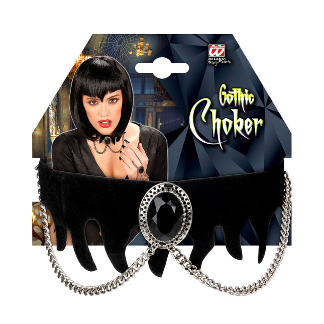 Collana di Halloween in velluto con pietra preziosa