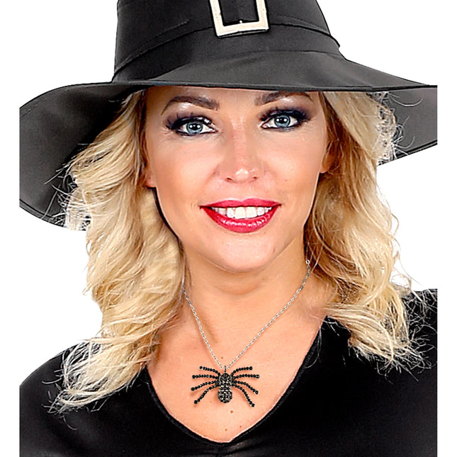 Collana di Halloween Ragno nero con diamanti