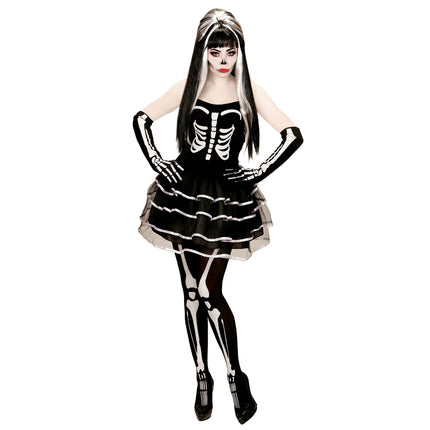 Abito Halloween Bianco Nero Donna Scheletro