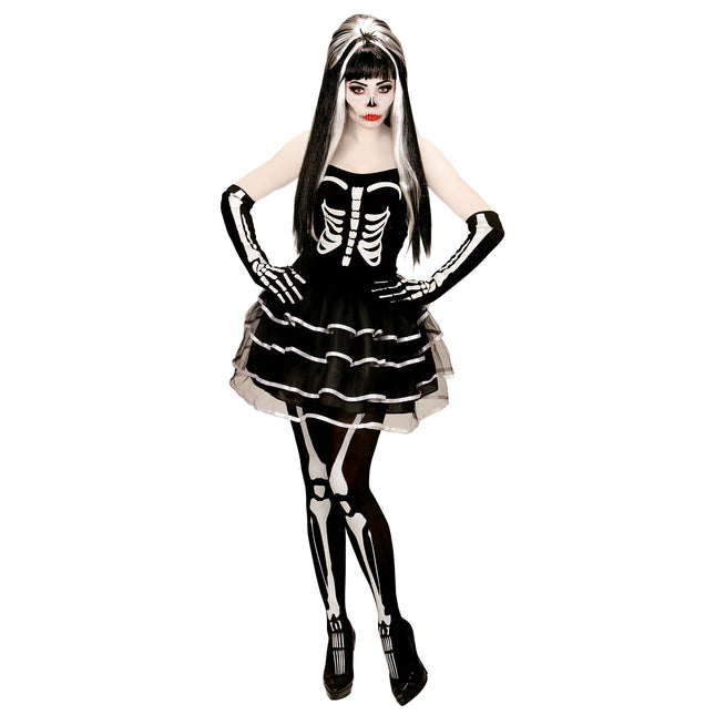 Abito Halloween Bianco Nero Donna Scheletro