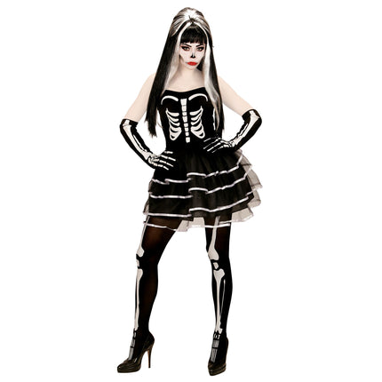 Abito Halloween Bianco Nero Donna Scheletro