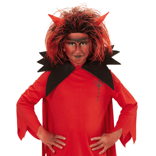 Parrucca Halloween Diavolo Rosso Nero
