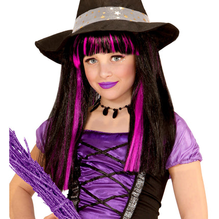 Parrucca di Halloween da strega nera e viola