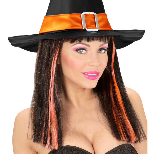 Parrucca di Halloween a strisce nere e arancioni