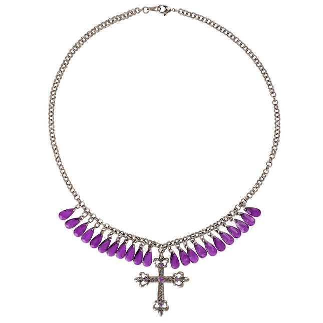 Collana di Halloween con croce viola