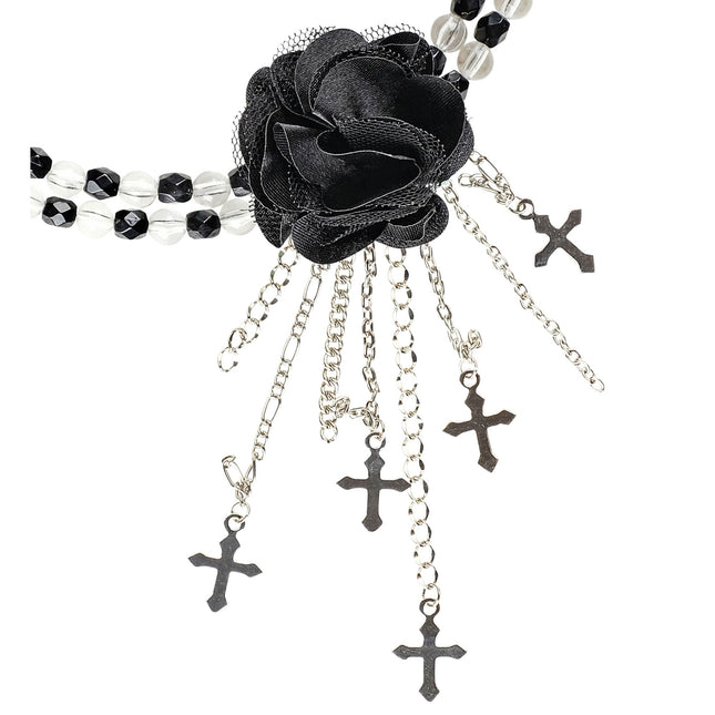 Collana di Halloween nera con rosa