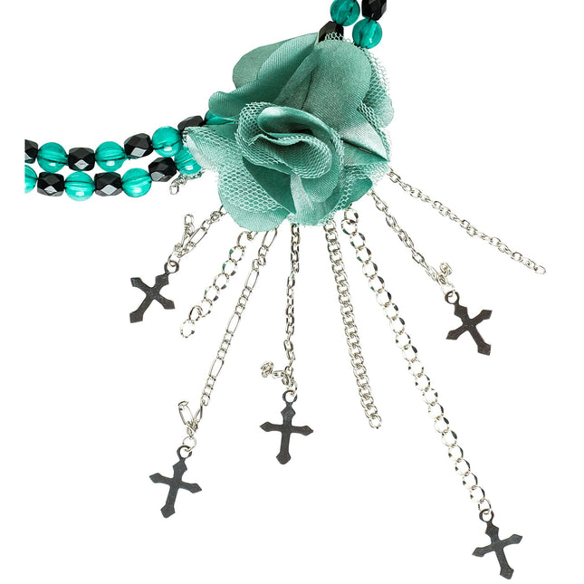 Collana di Halloween verde con rosa