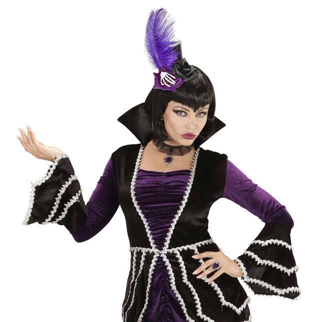 Cappello di Halloween Viola Mini Scheletro