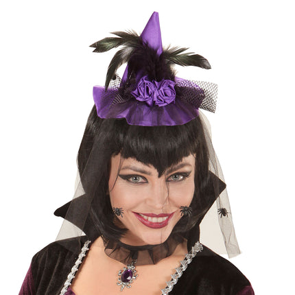 Cappello di Halloween Viola Strega Mini