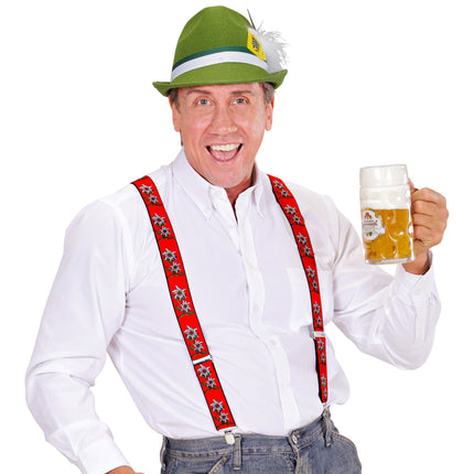 Bretelle dell'Oktoberfest rosse con stella alpina