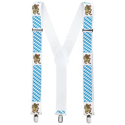 Bretelle dell'Oktoberfest blu e bianche con birra