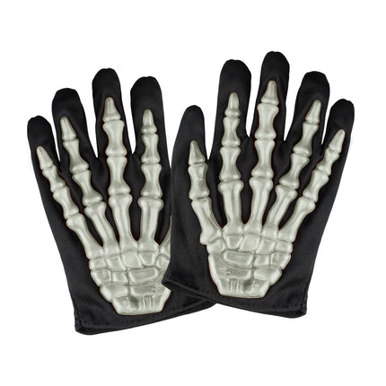 Guanti di Halloween Scheletro Bianco Nero
