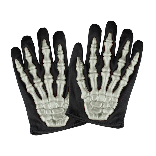 Guanti di Halloween Scheletro Bianco Nero